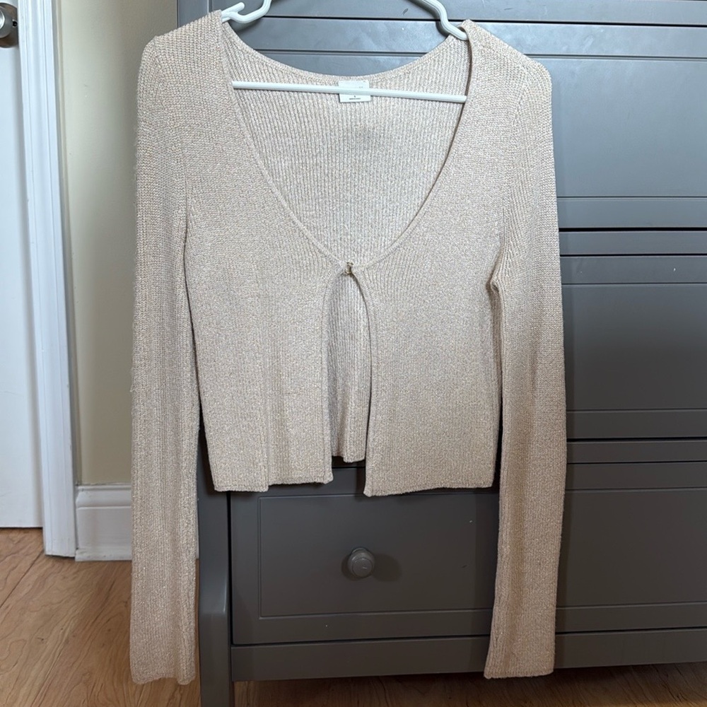 New Abercrombie and Fitch Lurex Sparkle Slim V-neck Cardigan sweater